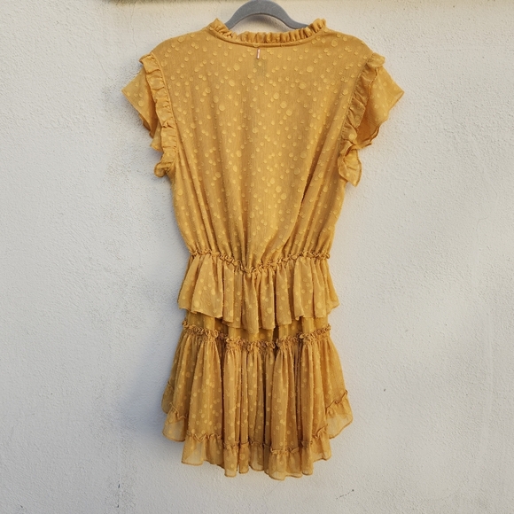 MISA Los Angeles Lilian Saffron Ruffle Clip Dot Mini Dress - Picture 5 of 12